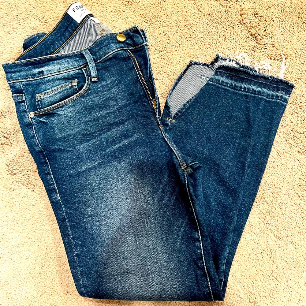 FRAME Denim side slit ankle jeans